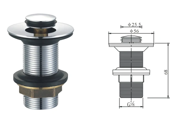 Set piletta G 1 1/4, ottone, click-clack, scarico vasca, scarico vasca, scarico lavandino, valvola di scarico con troppopieno